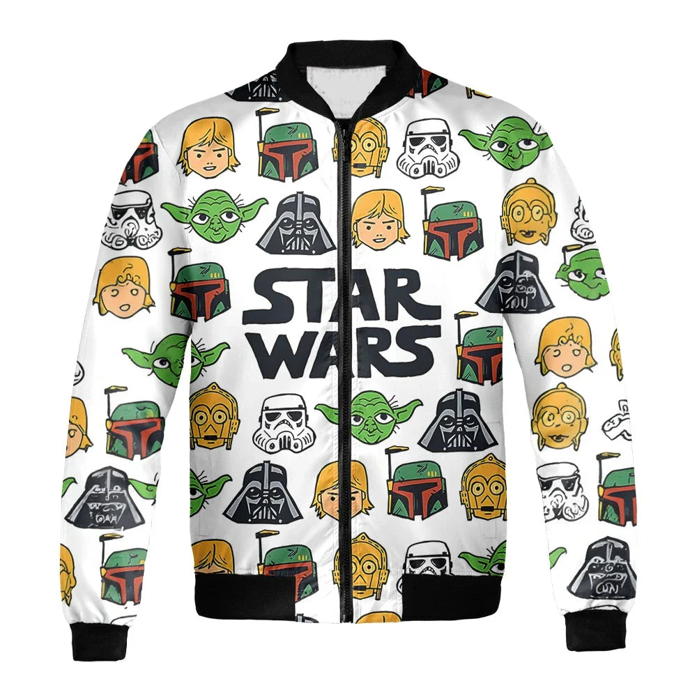 SW Bomber Jacket SW Characters Chbi Style Pattern Bomber Colorful Unisex