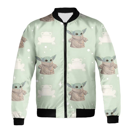 SW Bomber Jacket Grogu And The Frog Pattern Bomber Green Unisex