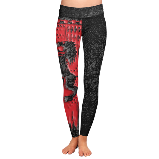 HP Leggings The Gryffindor House Lion Symbol High Waisted Legging Black Red For Women