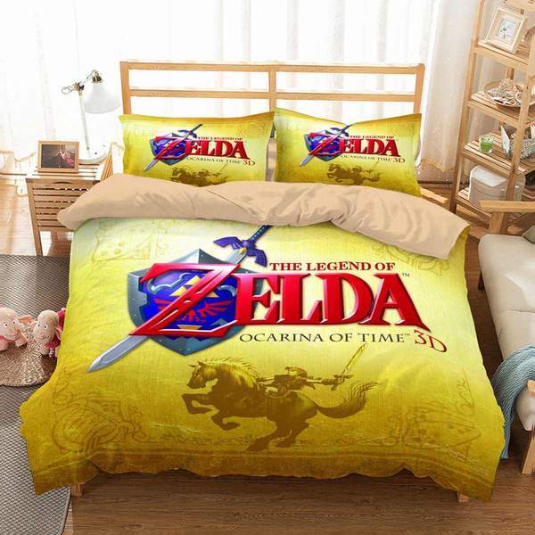 The Legend Of Zelda Bedding Set The Legend Of Zelda Ocarina Of Time Duvet Covers Yellow Unique Gift