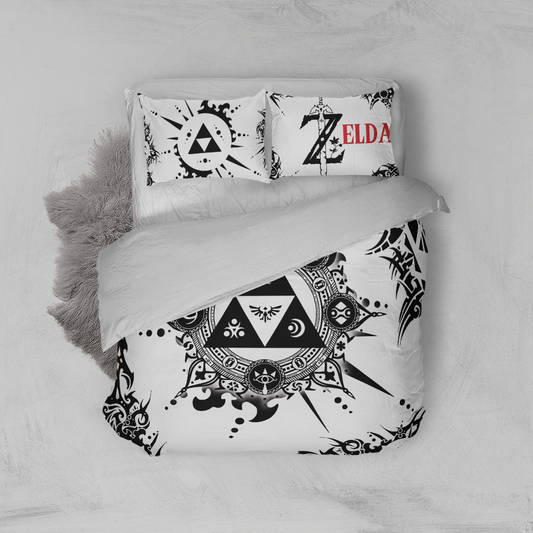 The Legend Of Zelda Bedding Set Legend Of Zelda Triangle Of Power Duvet Covers White Black Unique Gift