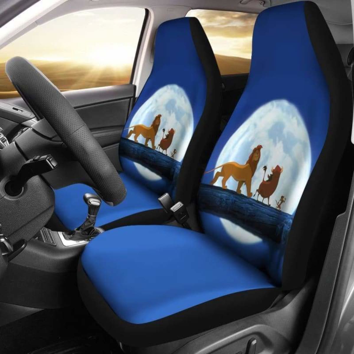 LK Car Seat Covers The LK Simba Timon Pumba Under The Moon Seat Covers Blue