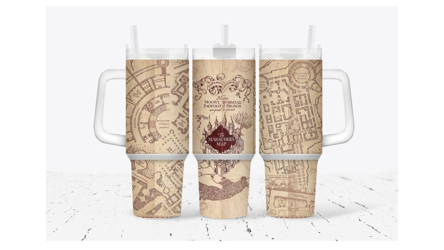 HP 40 Oz Tumbler The Magical Marauder Map Tumbler 40 Oz Red Brown