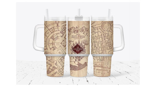 HP 40 Oz Tumbler The Magical Marauder Map Tumbler 40 Oz Red Brown