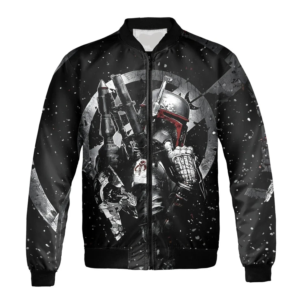 SW Bomber Jacket The Mandalorian the Boba Fett Crest Bomber Black Unisex