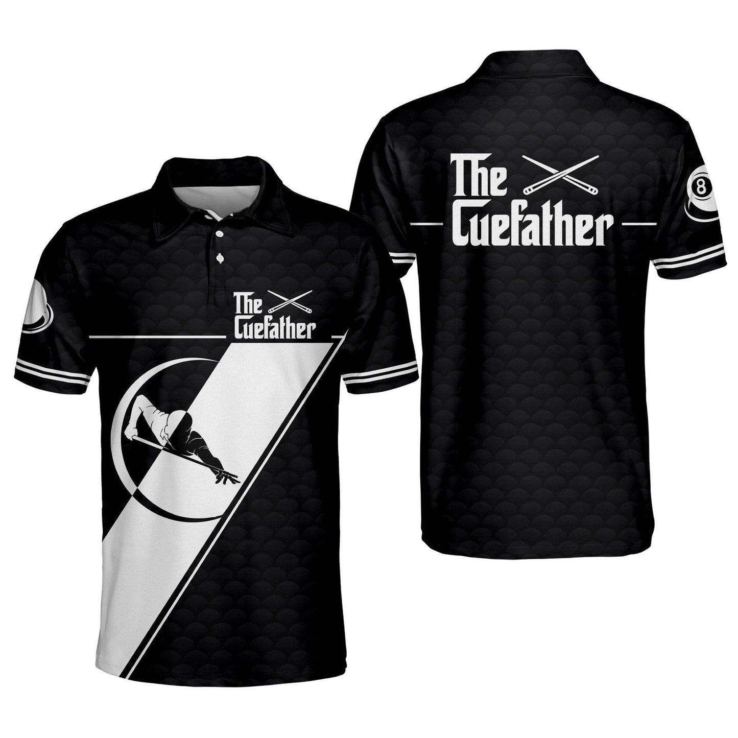 Billard Polo Shirt The Cue Father Billiard Boys Polo Shirts Black White