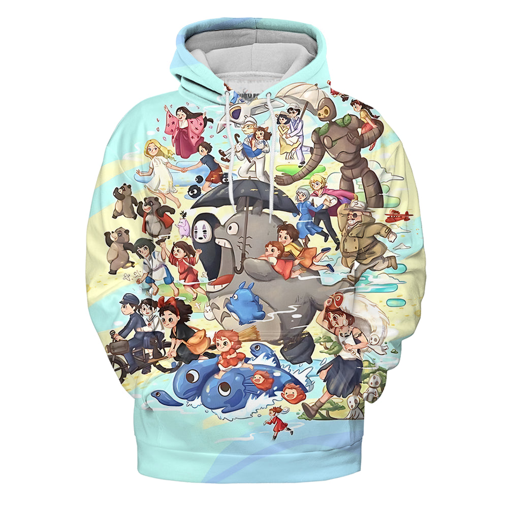 SGhibli Hoodie All Of Ghibli Characters Graphic Hoodie Colorful Unisex