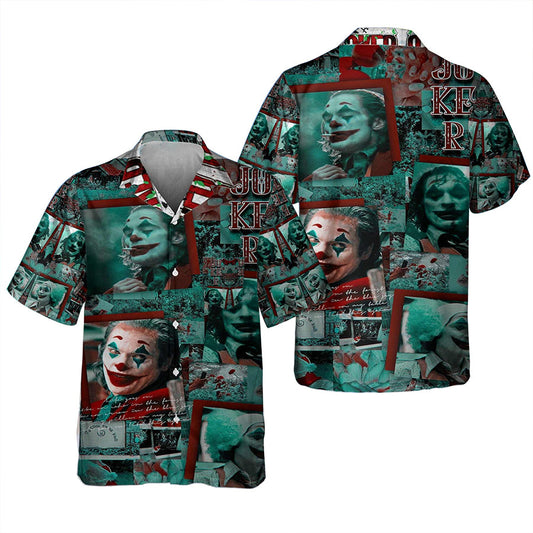 Joker Hawaii Shirt DC Joker Character Movie Scene Pattern Hawaiian Shirt Green Unisex