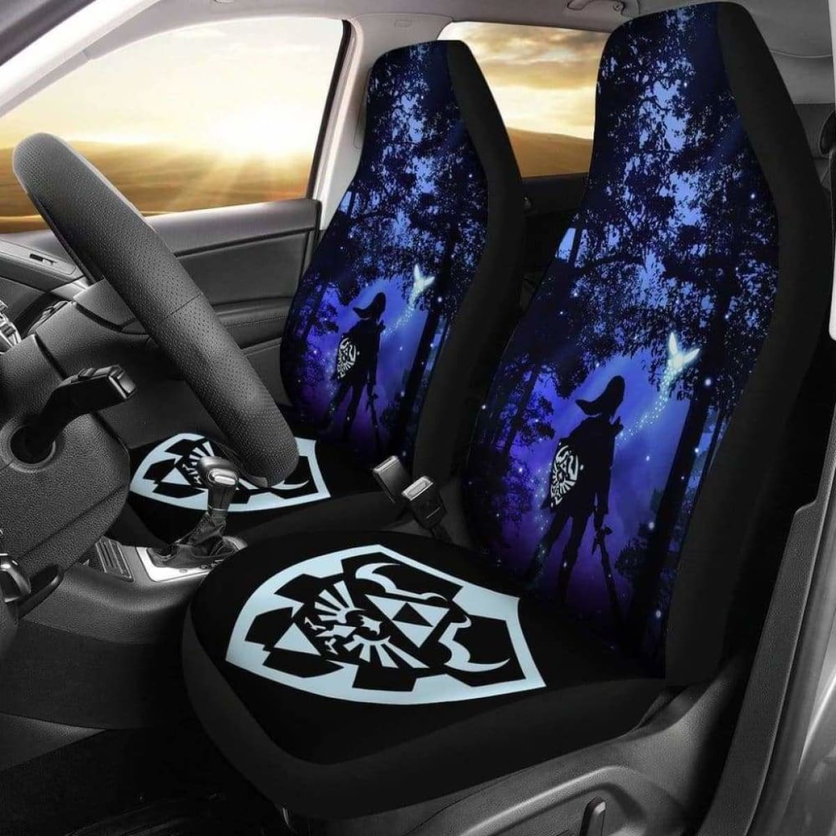 The Legend Of Zelda Car Seat Covers Link Silhouette The Shield Graphic Seat Covers Black Blue