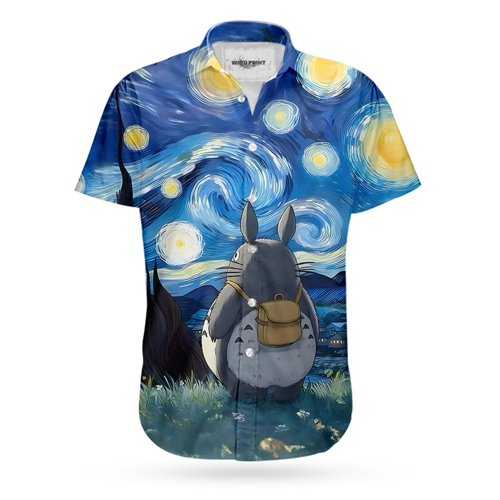 SGhibli Hawaii Shirt The Stary Night Totoro Graphic Hawaiian Shirt Blue Unisex