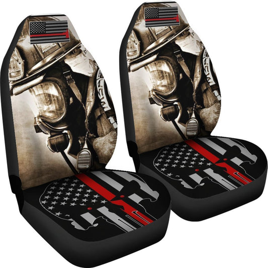 Firefighter Car Seat Covers American Flag Firefighter Graphic Seat Covers Black Brown