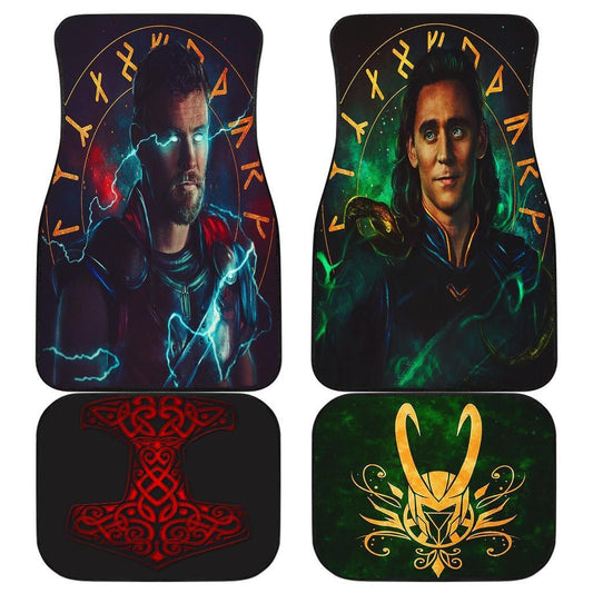 MV Car Floor Mats MV Thor And Loki Hammer And Helmet Symbols Car Mats