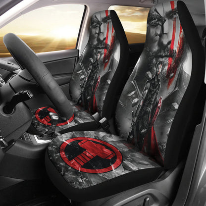 Thor Car Seat Covers MV Thor God Of Thunder Graphic Seat Covers Gray Red