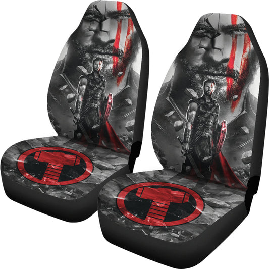 Thor Car Seat Covers MV Thor God Of Thunder Graphic Seat Covers Gray Red