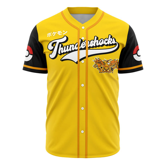 PKM Baseball Jersey Thundershocks PKM Pokeball Jersey Shirt Yellow Unisex