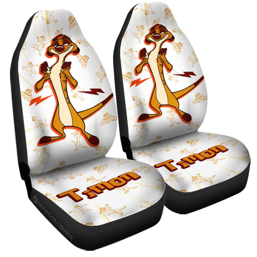 LK Car Seat Covers DN Lion King Character Timon Graphic Seat Covers White Brown