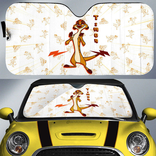 LK Car Sun Shade Timon All Poses Graphic Pattern Winshield Sun Shade White Brown