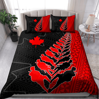 Veteran Bedding Set Canadian Veteran Soldiers Silhouette Duvet Covers Black Red Unique Gift