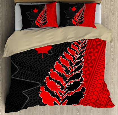 Veteran Bedding Set Canadian Veteran Soldiers Silhouette Duvet Covers Black Red Unique Gift