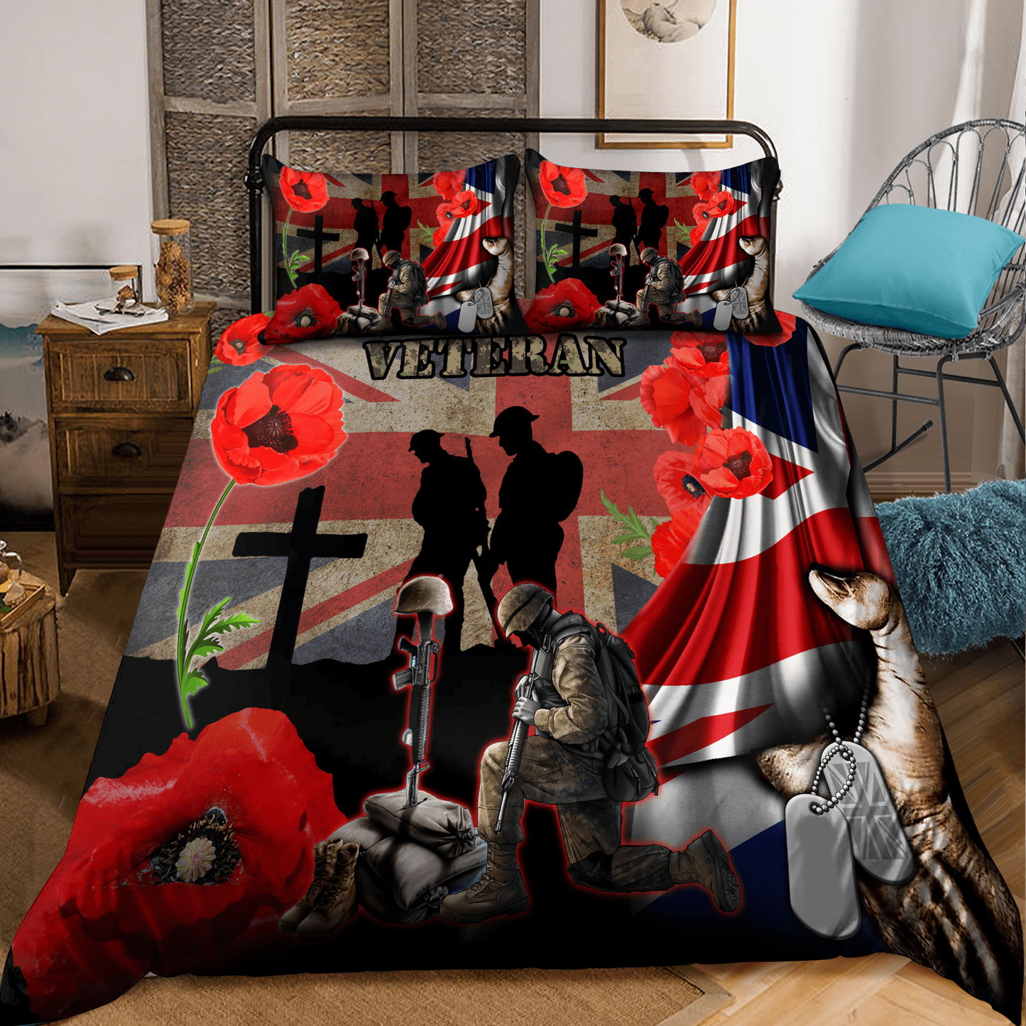 Veteran Bedding Set UK Veteran Honor The Fallen Duvet Covers Colorful Unique Gift