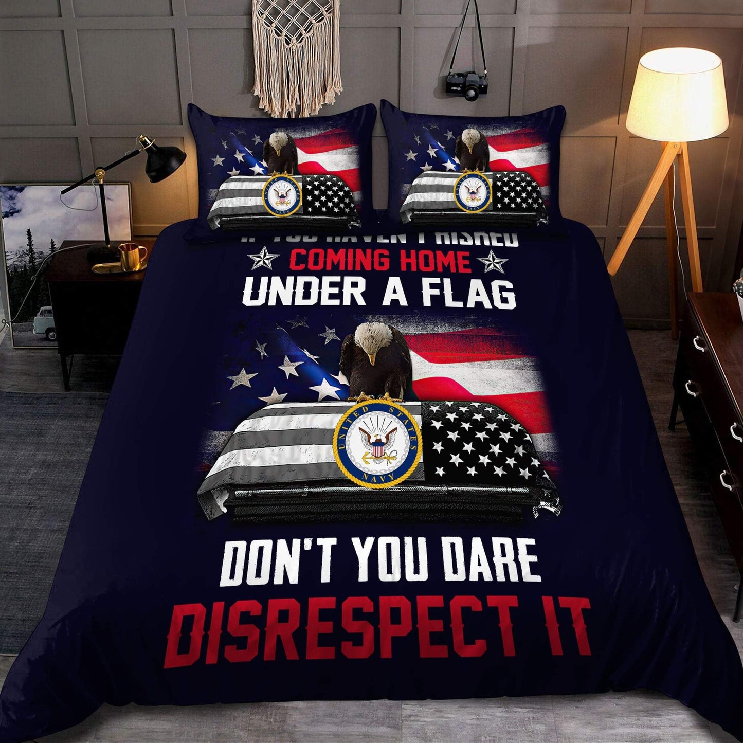 Veteran Bedding Set If You Haven't Risked Coming Home Under A Flag Duvet Covers Black Unique Gift