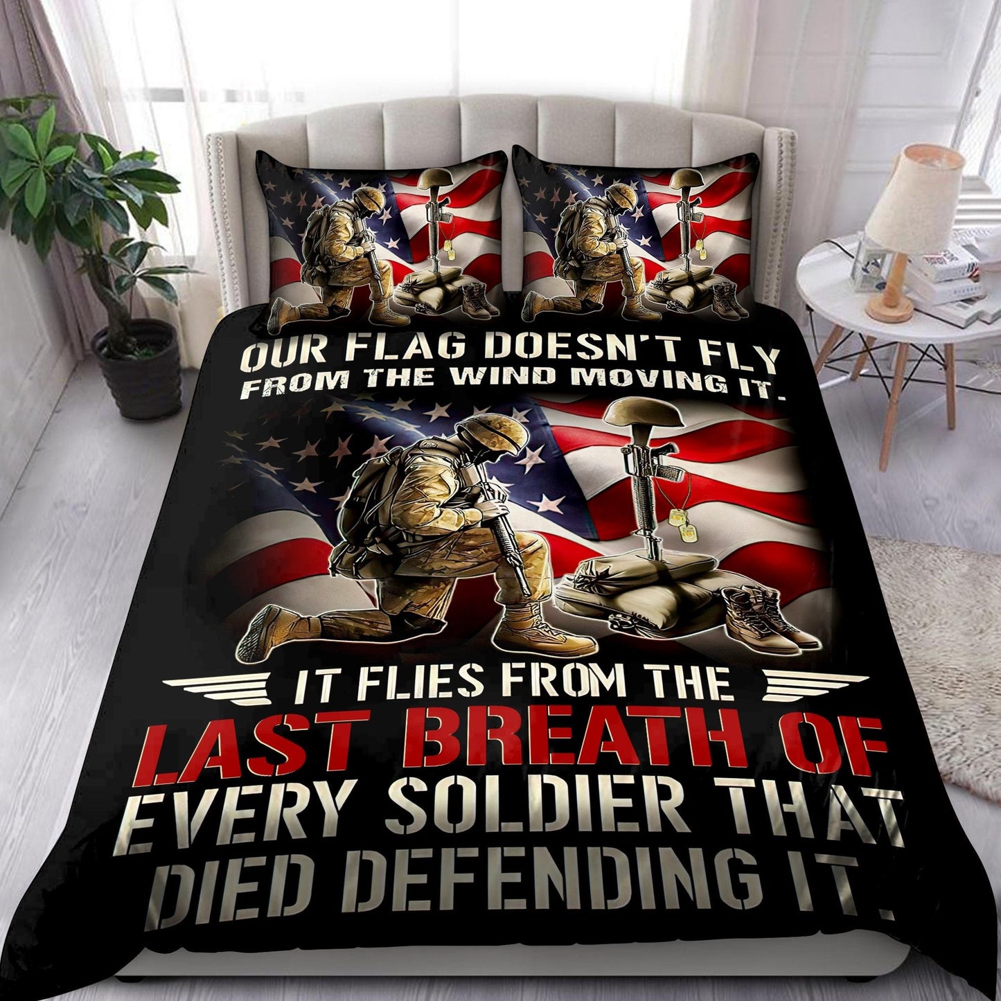 Veteran Bedding Set Our Flag Doesn't Fly From The Wind Moving It Duvet Covers Black Unique Gift