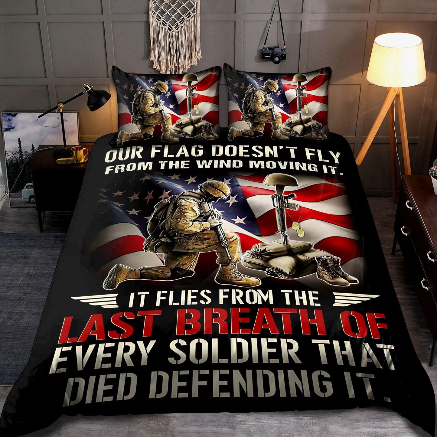 Veteran Bedding Set Our Flag Doesn't Fly From The Wind Moving It Duvet Covers Black Unique Gift