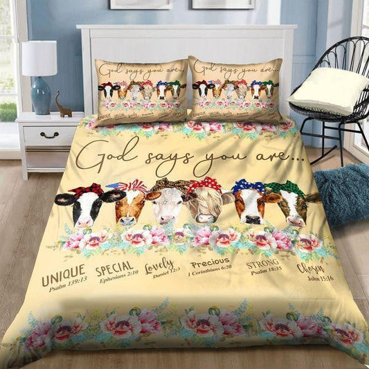 Cow Bedding Set Cows God Says You Are Duvet Covers Yellow Unique Gift