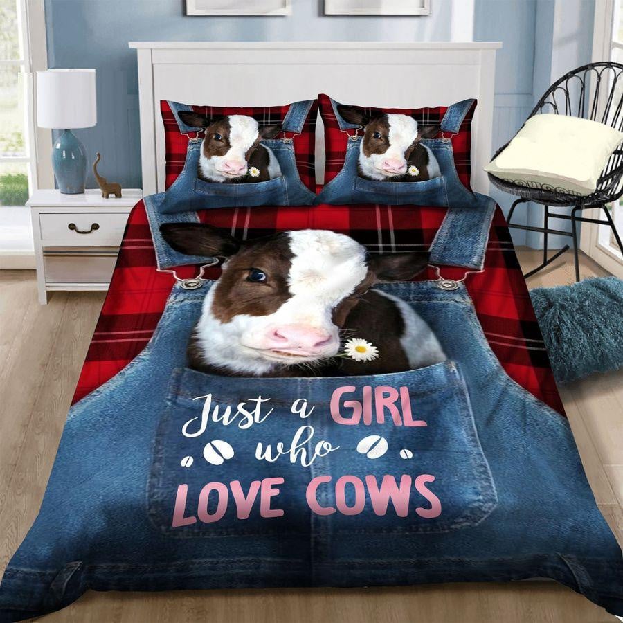 Cow Bedding Set A Girl Who Loves Cows Duvet Covers Blue Red Unique Gift