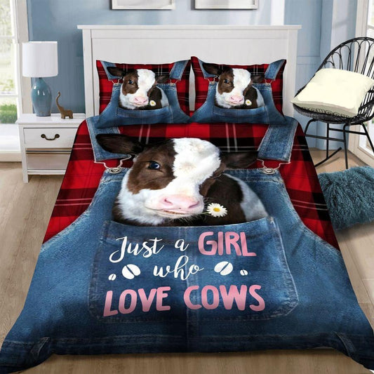 Cow Bedding Set A Girl Who Loves Cows Duvet Covers Blue Red Unique Gift