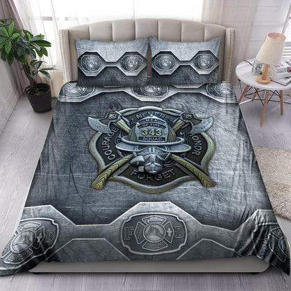 Firefighter Bedding Set Firefighter Warrior Emblem Symbol Duvet Covers Gray Unique Gift