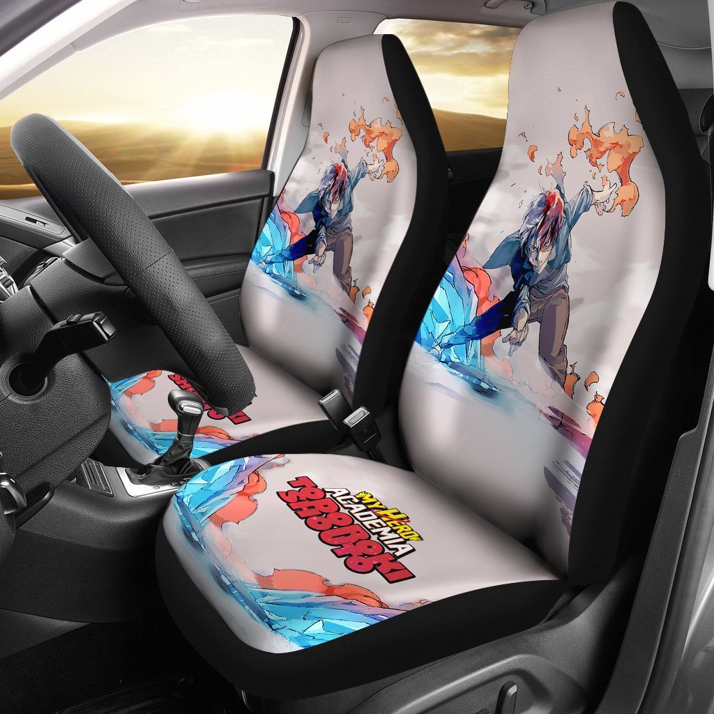 My Hero Academia Car Seat Covers Todoroki Shouto Ice And Fire Hero Seat Covers Colorful