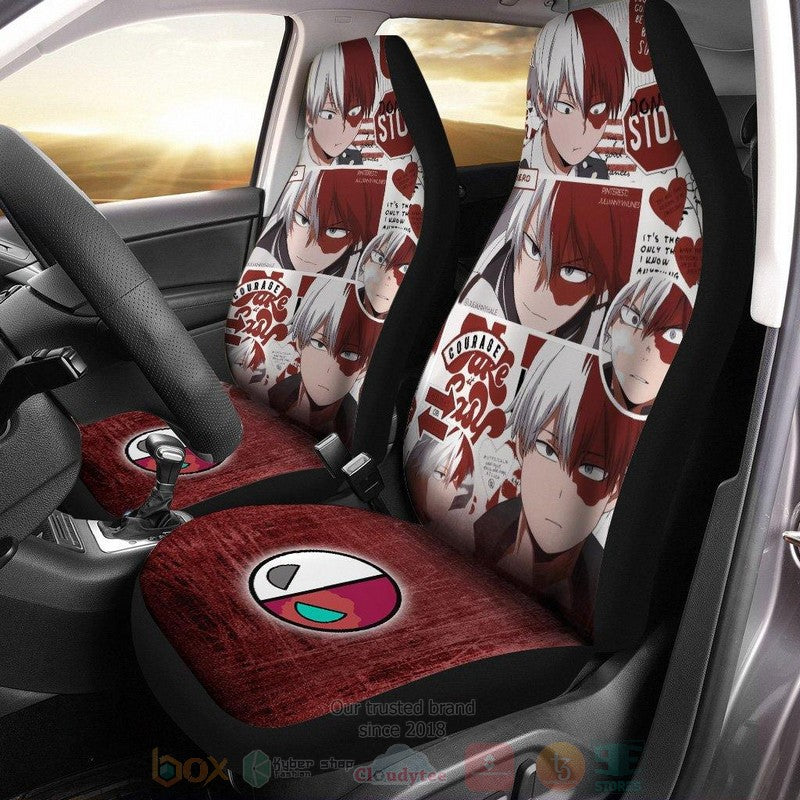 My Hero Academia Car Seat Covers My Hero Academia Todoroki Manga Pattern Seat Covers White Red