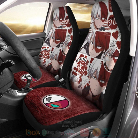 My Hero Academia Car Seat Covers My Hero Academia Todoroki Manga Pattern Seat Covers White Red