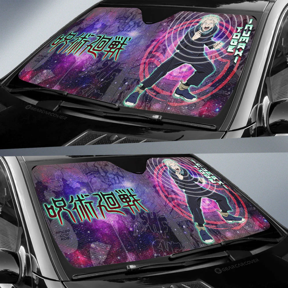 Jujutsu Kaisen Car Sun Shade Toge Inumaki Galaxy Manga Pattern Winshield Sun Shade Purple Pink