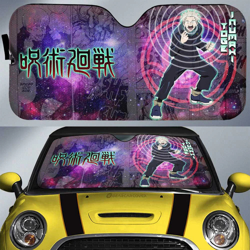 Jujutsu Kaisen Car Sun Shade Toge Inumaki Galaxy Manga Pattern Winshield Sun Shade Purple Pink