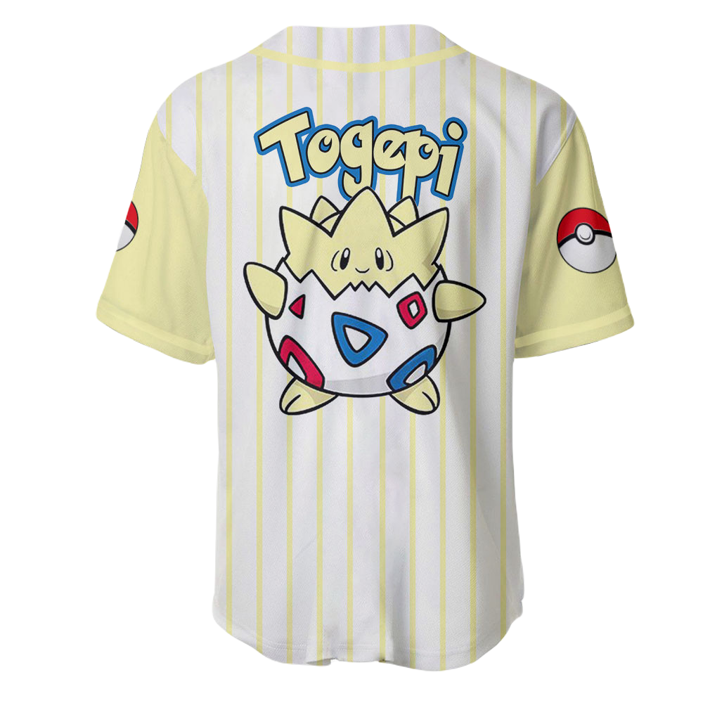 PKM Baseball Jersey PKM Togepi Graphic Jersey Shirt Yellow White Unisex