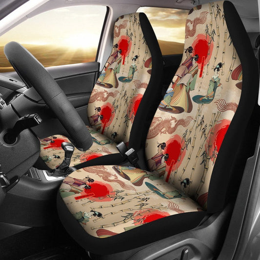 Japanese Car Seat Covers Japanese Geisha Bamboo Pattern Seat Covers Red Brown