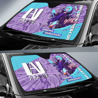 My Hero Academia Car Sun Shade Tomura Shigaraki Manga Pattern Neon Light Winshield Sun Shade Purple Blue