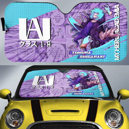 My Hero Academia Car Sun Shade Tomura Shigaraki Manga Pattern Neon Light Winshield Sun Shade Purple Blue