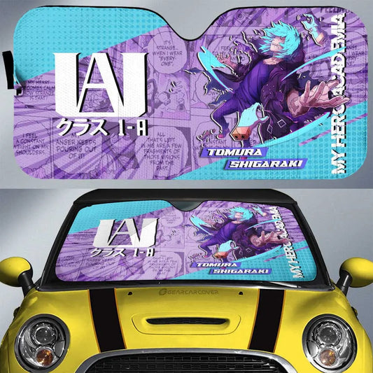 My Hero Academia Car Sun Shade Tomura Shigaraki Manga Pattern Neon Light Winshield Sun Shade Purple Blue