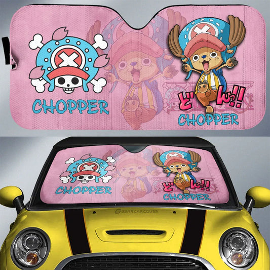 One Piece Car Sun Shade Tony Tony Chopper One Piece Graphic Symbol Winshield Sun Shade Pink