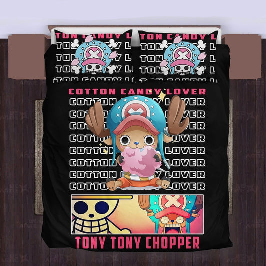 One Piece Bedding Set Cotton Candy Lover Tony Tony Chopper Graphic Duvet Covers Black Unique Gift