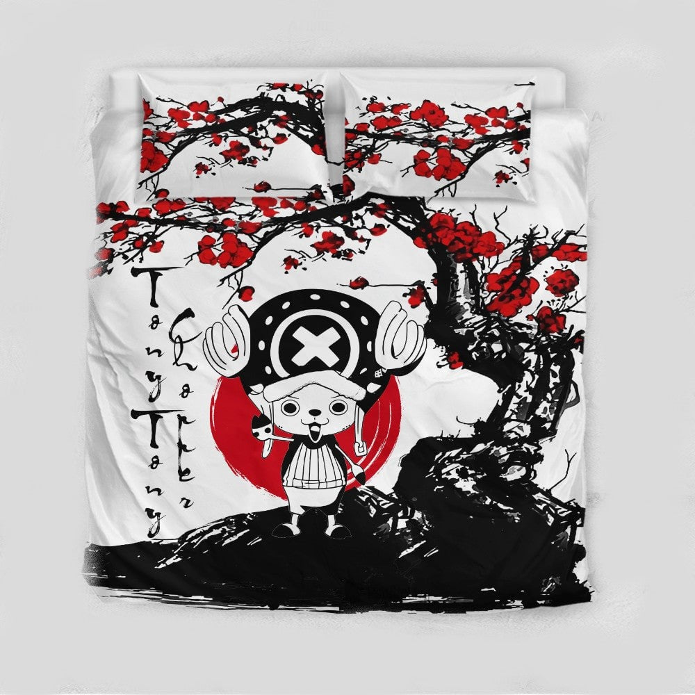 One Piece Bedding Set Tony Tony Chopper Cherry Blossom Graphic Duvet Covers Black White Unique Gift