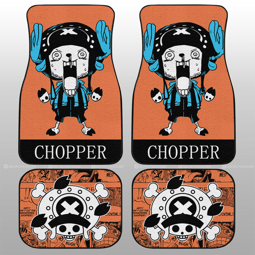 One Piece Car Mats Crazy Tony Tony Chopper Manga Pattern Jolly Roger Symbol Car Floor Mats Orange