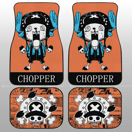 One Piece Car Mats Crazy Tony Tony Chopper Manga Pattern Jolly Roger Symbol Car Floor Mats Orange