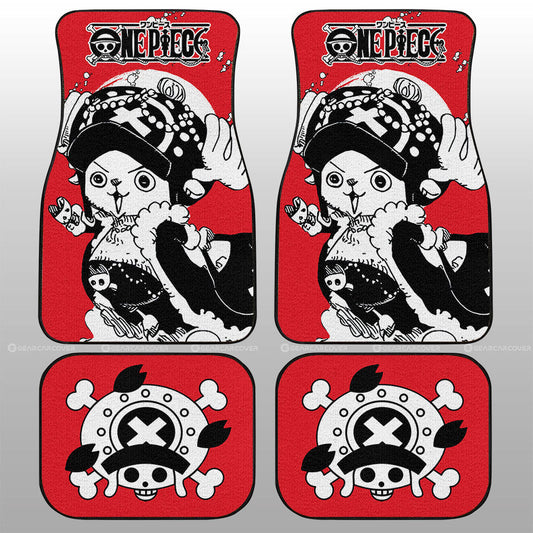 One Piece Car Mats Jolly Roger Symbol Tony Tony Chopper Graphic Car Floor Mats Red White