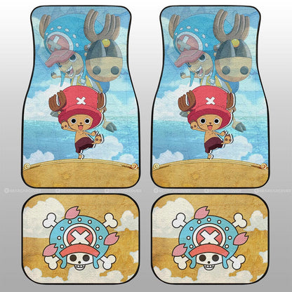 One Piece Car Mats Cute Young Tony Tony Chopper Jolly Roger Symbol Car Floor Mats Colorful