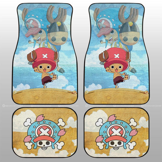 One Piece Car Mats Cute Young Tony Tony Chopper Jolly Roger Symbol Car Floor Mats Colorful