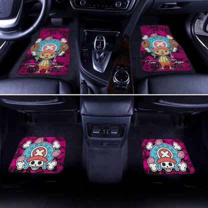 One Piece Car Mats Tony Tony Chopper Graphic Manga Pattern Jolly Roger Symbol Car Floor Mats Pink Blue